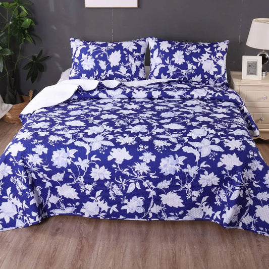 Ramesses Spring Blue 3 Pcs Bamboo Blend Ultrosonic Reversible Comforter Set King - Mekamart Australia