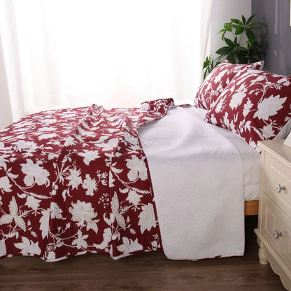 Ramesses Spring Red 3 Pcs Bamboo Blend Ultrosonic Reversible Comforter Set King - Mekamart Australia