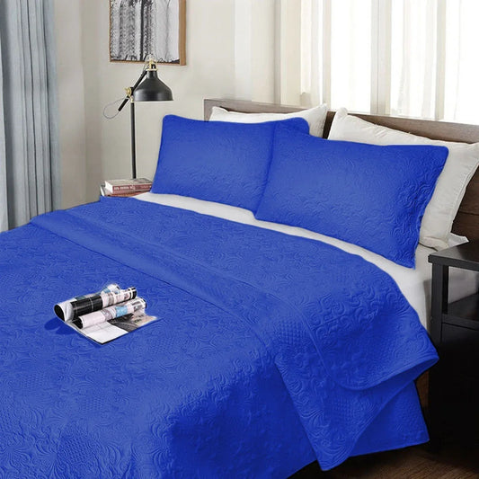 Ramesses 3 Piece Ultrasonic Comforter Set King Royal Blue - Mekamart Australia