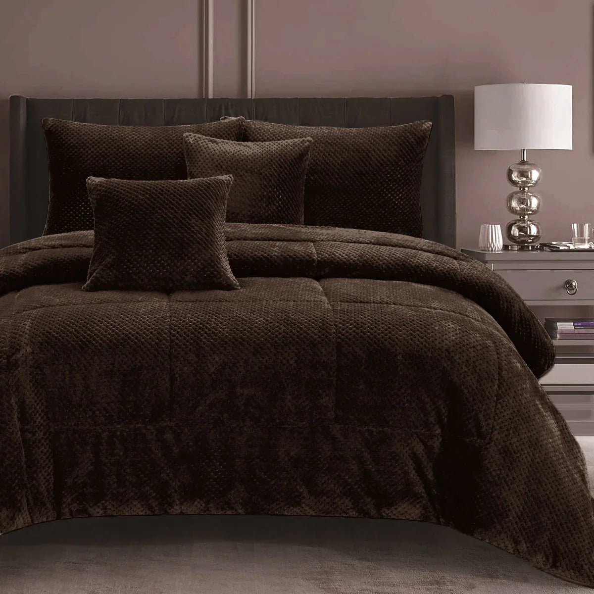 Ramesses Waffle Fleece Mocha 3 Pcs Comforter Set Double - Mekamart Australia