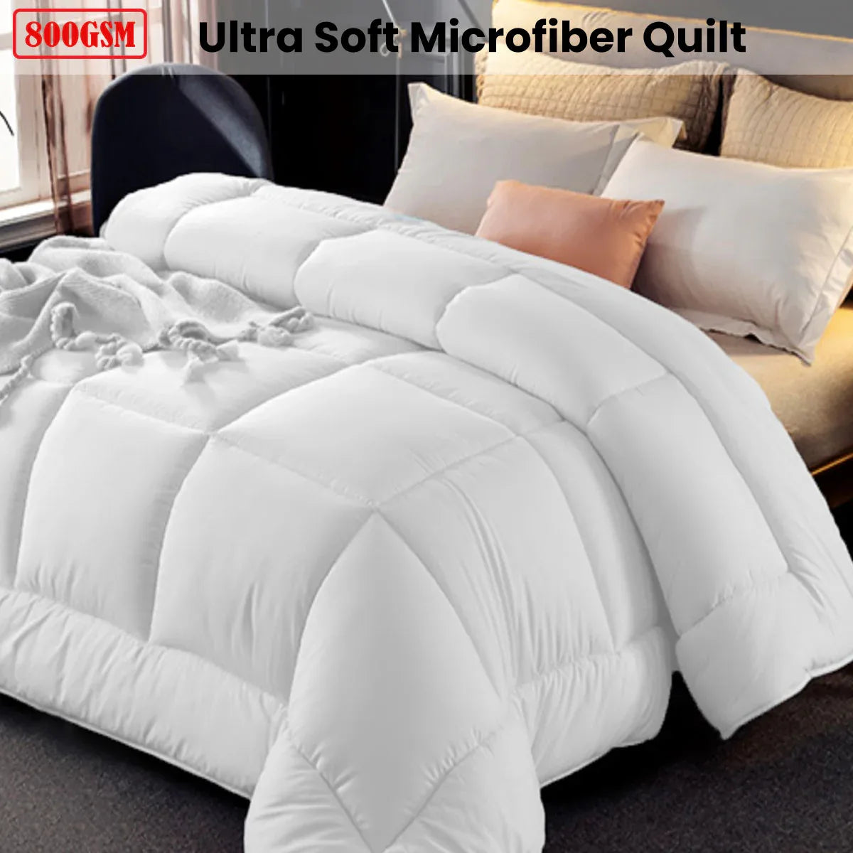 Ramesses 800GSM All Season Antibectiral Microfibre Quilt Super King - Mekamart Australia