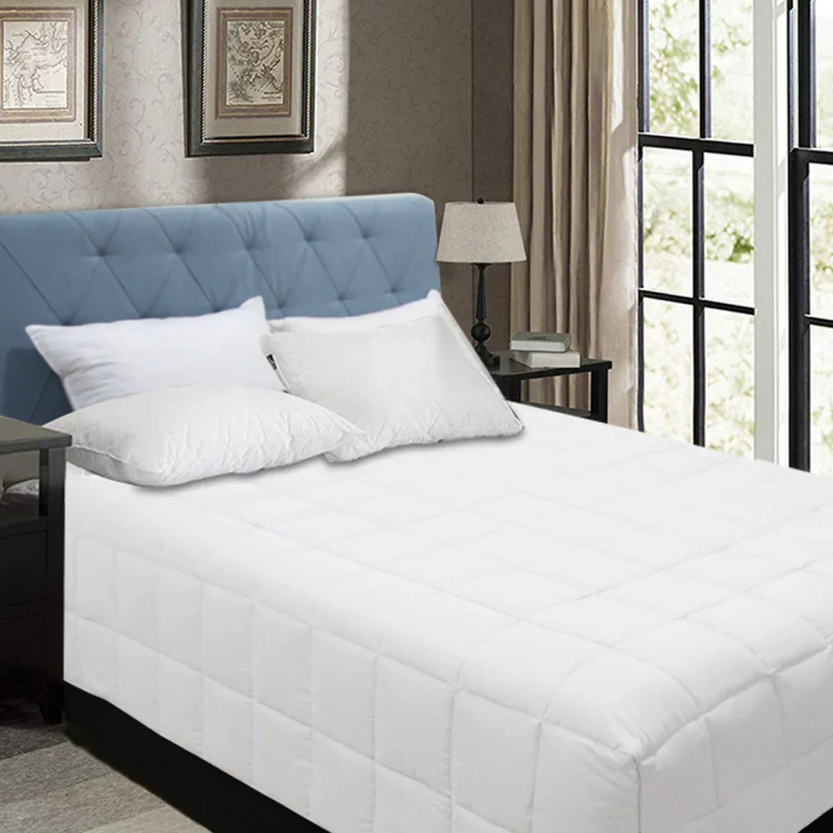 Shangri La Bamboo Blend Microfiber Box End Quilt White Queen - Mekamart Australia