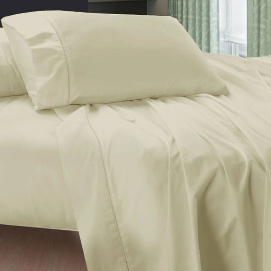 400TC Egyptian Cotton Sheet Set Cream SUPER KING - Mekamart Australia