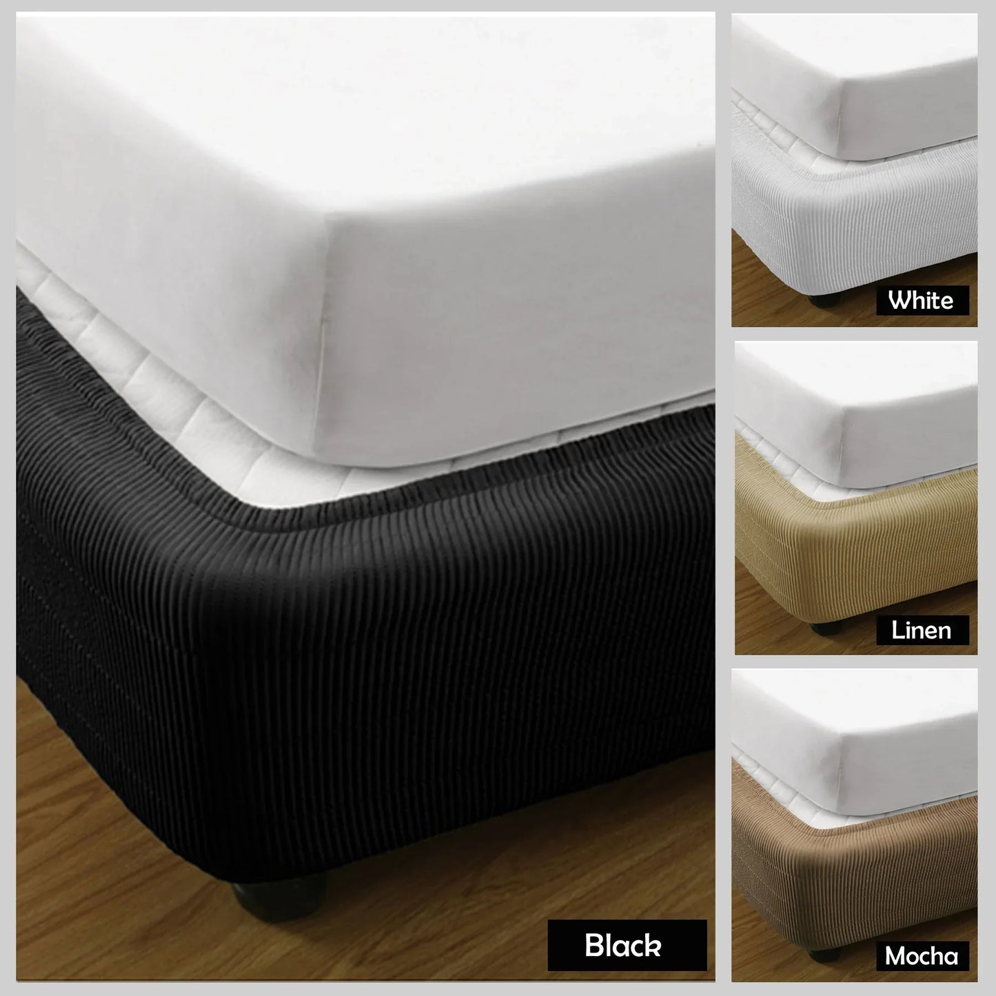 Ramesses Vertical Quilted Valance Linen DOUBLE - Mekamart Australia