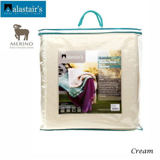 Alastairs 375GSM Australian Merino Wool Blanket Cream - King - Mekamart Australia