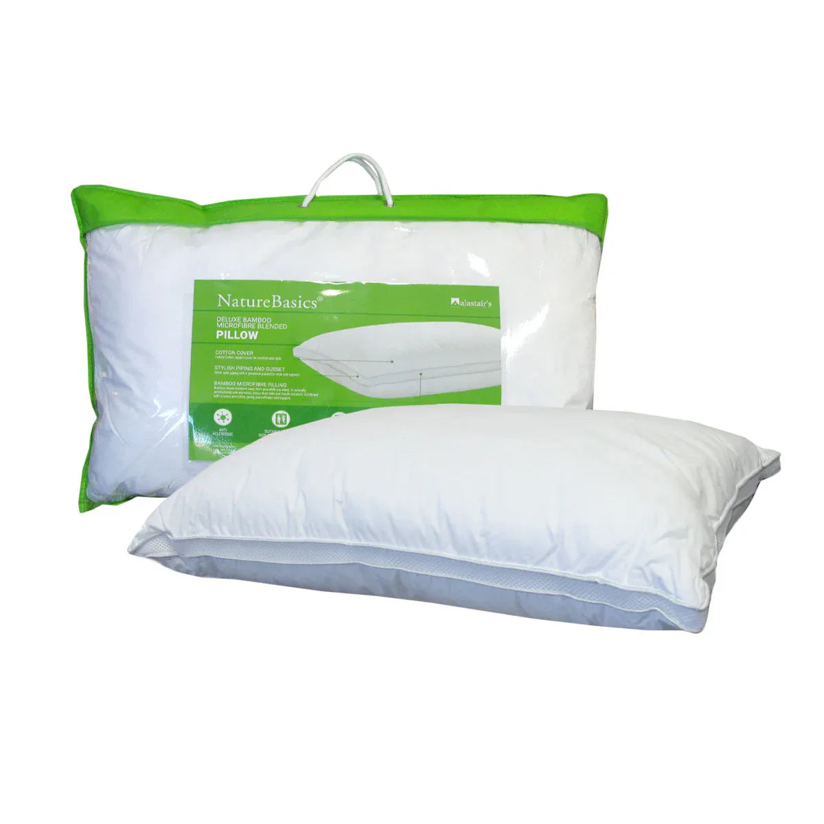 Alastairs 1000GSM Nature Basics Deluxe Bamboo Microfibre Blended Standard Pillow - Mekamart Australia