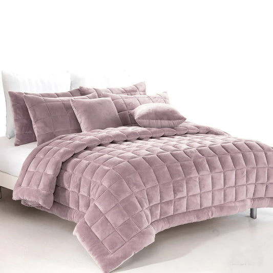 Alastairs Augusta Faux Mink Quilt / Comforter Set Blush Super King - Mekamart Australia
