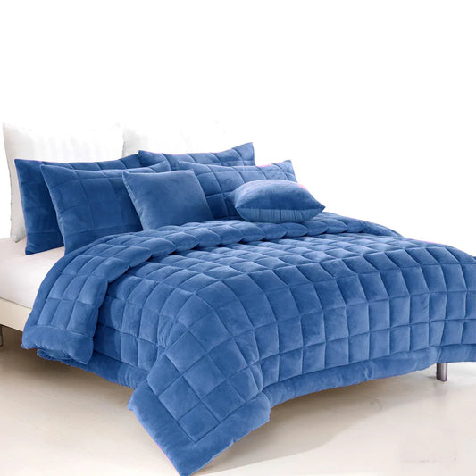 Alastairs Augusta Faux Mink Quilt / Comforter Set Denim Super King - Mekamart Australia