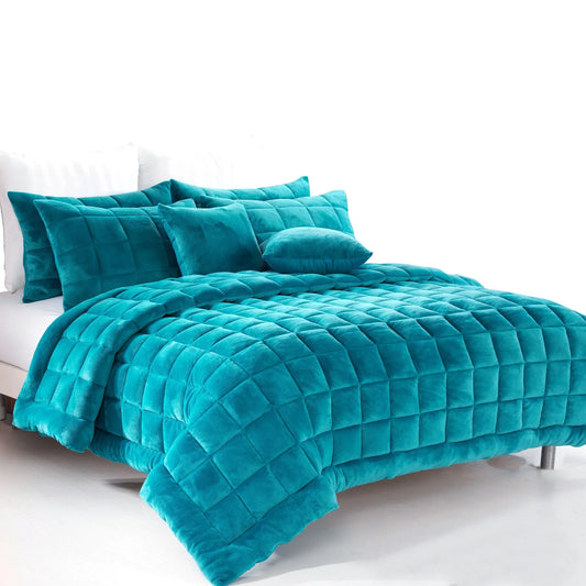Alastairs Augusta Faux Mink Quilt / Comforter Set Emerald Green King - Mekamart Australia