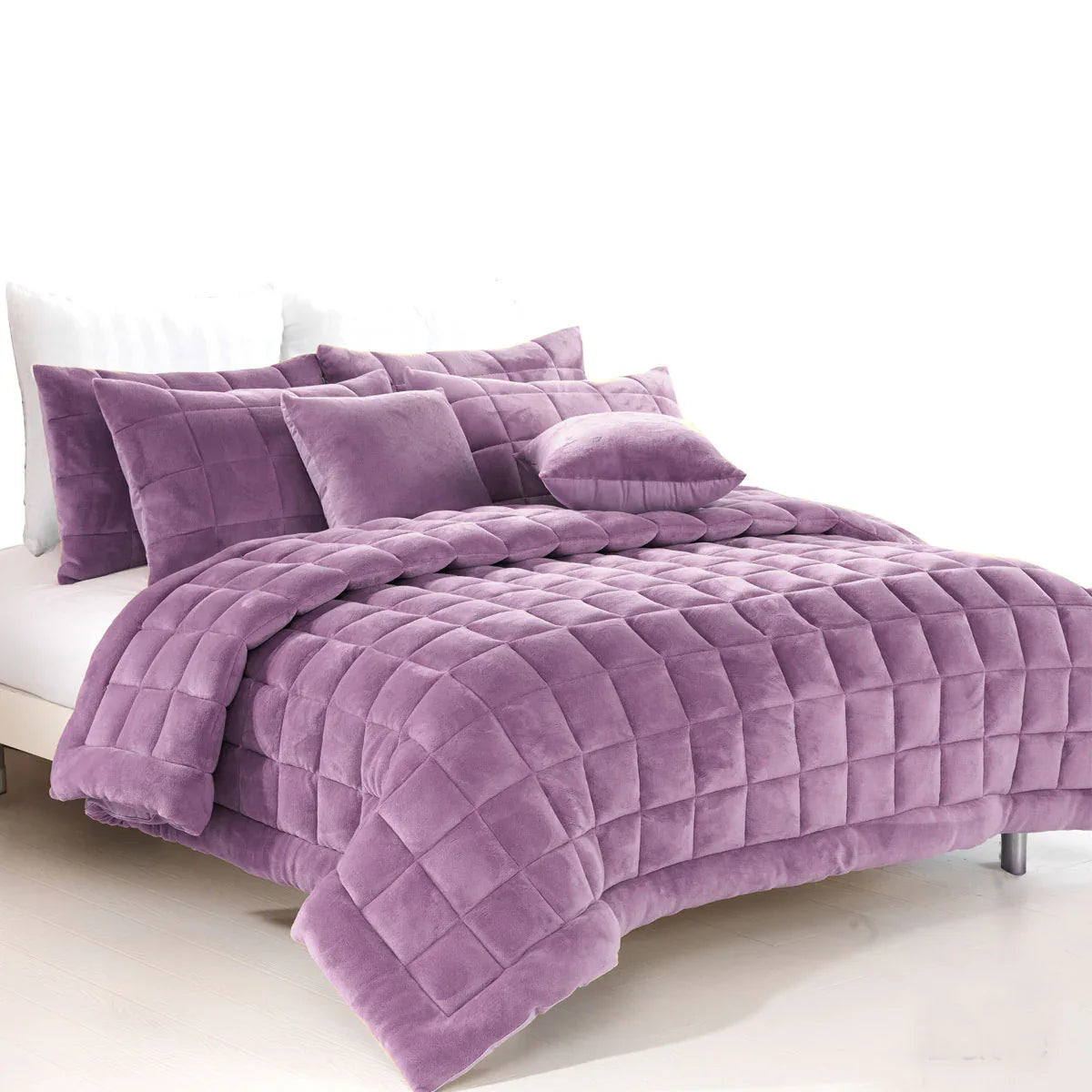 Alastairs Augusta Faux Mink Quilt / Comforter Set Lilac Super King - Mekamart Australia