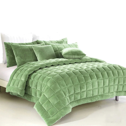Alastairs Augusta Faux Mink Quilt / Comforter Set Sage King - Mekamart Australia