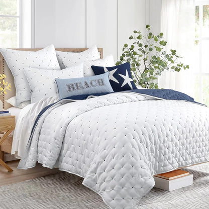 Jenny Mclean Swiss Dots Blue 3 Piece Coverlet Set Queen - Mekamart Australia