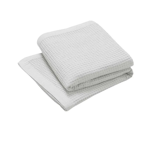 Living @ Home 350gsm 100% Cotton Breathable Waffle Blanket Single 180 x 230 cm White - Mekamart Australia