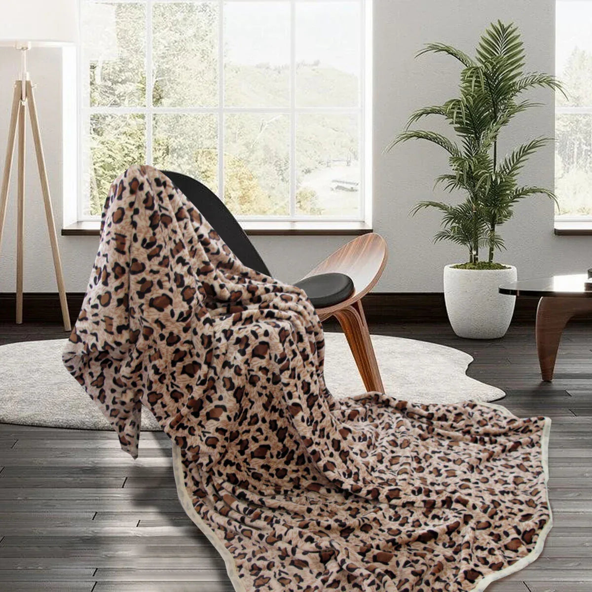 Animal Pattern Soft Flannel Plush Queen Size Blanket 220 x 240cm Leopard - Mekamart Australia