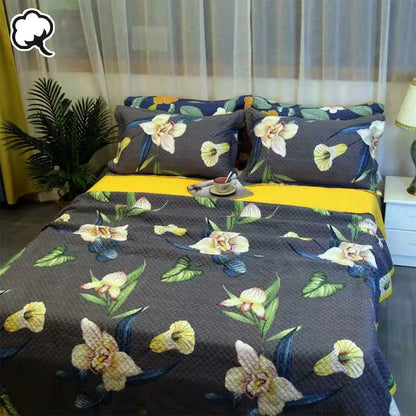 100% Cotton Coverlet Set Embroidered Orchid Queen - Mekamart Australia