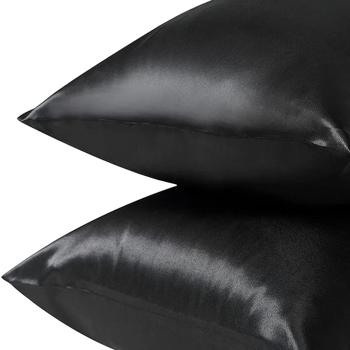 Pair of Standard Satin Silk Pillowcases with Envelope Closure 51 x 76 cm Grey - Mekamart Australia