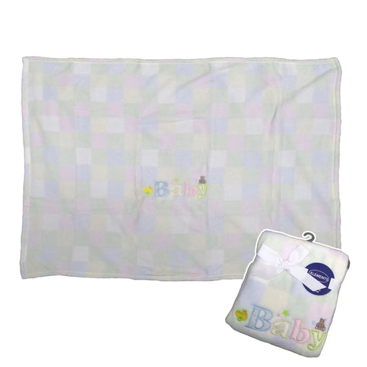 Elements Embroidery Baby Coral Fleece Blanket - Bassinette - Mekamart Australia