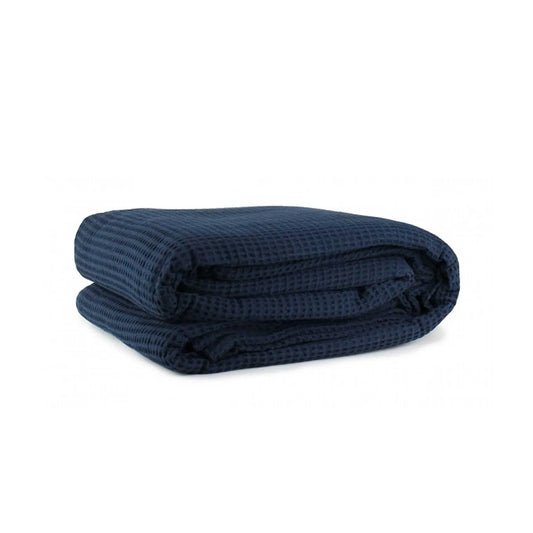 Jason Cotton Waffle Blanket Navy - King - Mekamart Australia