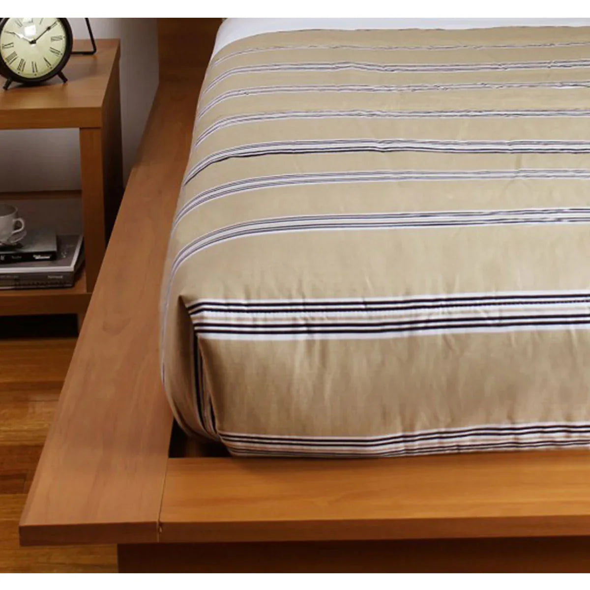 Jason Hudson Easycare Polyester Cotton Stripe Latte Comforter Super King - Mekamart Australia