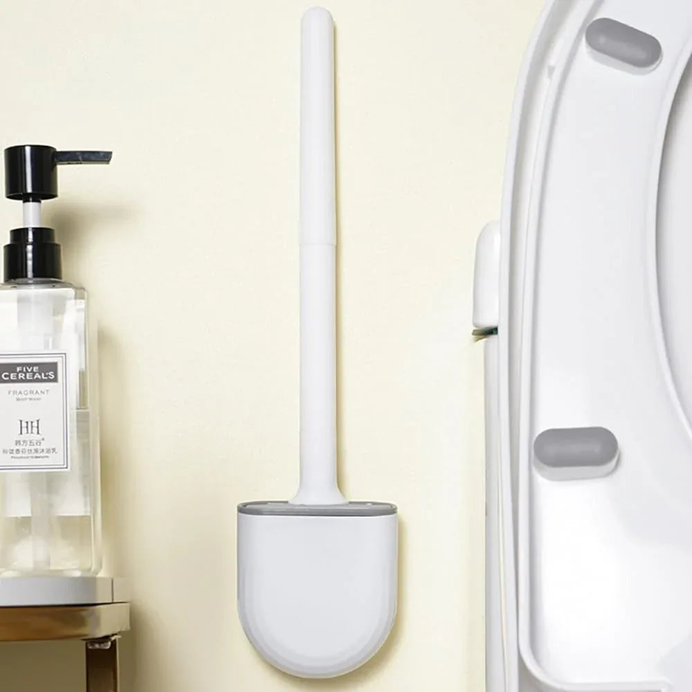 Silicone Flexible Head Deep Cleaning Toilet Brush with Wall Mount Holder - Mekamart Australia