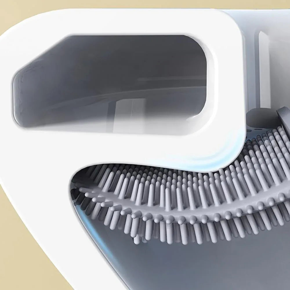 Silicone Flexible Head Deep Cleaning Toilet Brush with Wall Mount Holder - Mekamart Australia