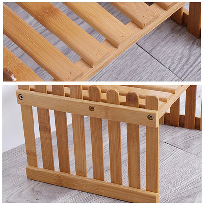 2 Tier Bamboo Plant Stand Shelves Flower Pot Rack Garden Indoor Outdoor Patio - Mekamart Australia