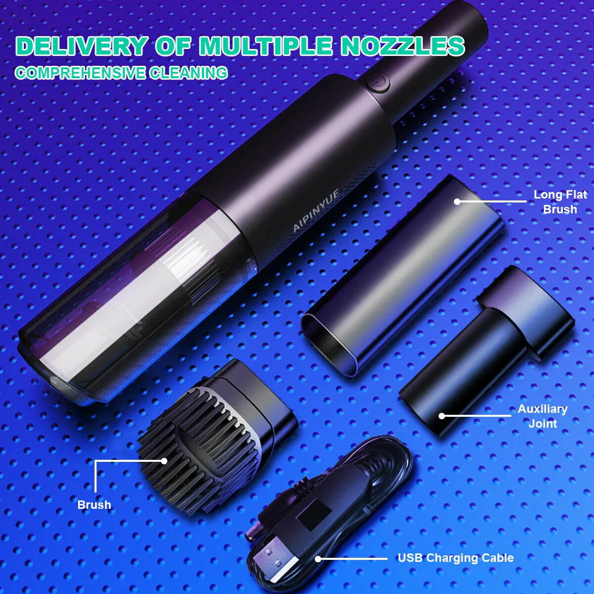 Wireless Charge 6000Pa Suction Powerful Portable Car Vacuum Cleaner Home Duster(Black) - Mekamart Australia