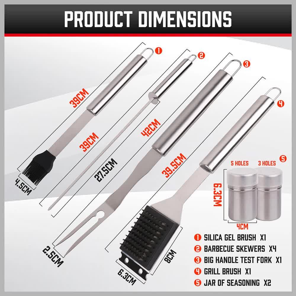 18Pcs BBQ Tool Set Stainless Steel Barbecue Utensil Cooking Grill Outdoor Cook - Mekamart Australia