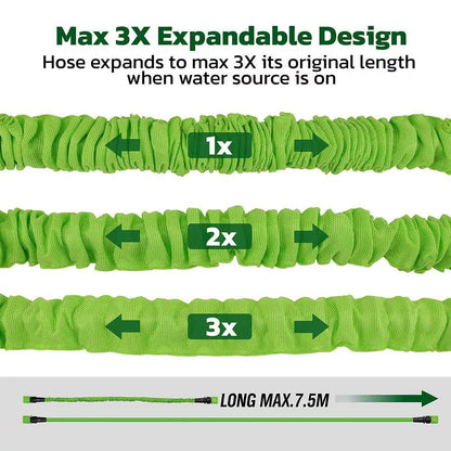 25FT Water Garden Hose Flexible Expandable Pipe Car Wash W/ Spray Nozzle Gun - Mekamart Australia