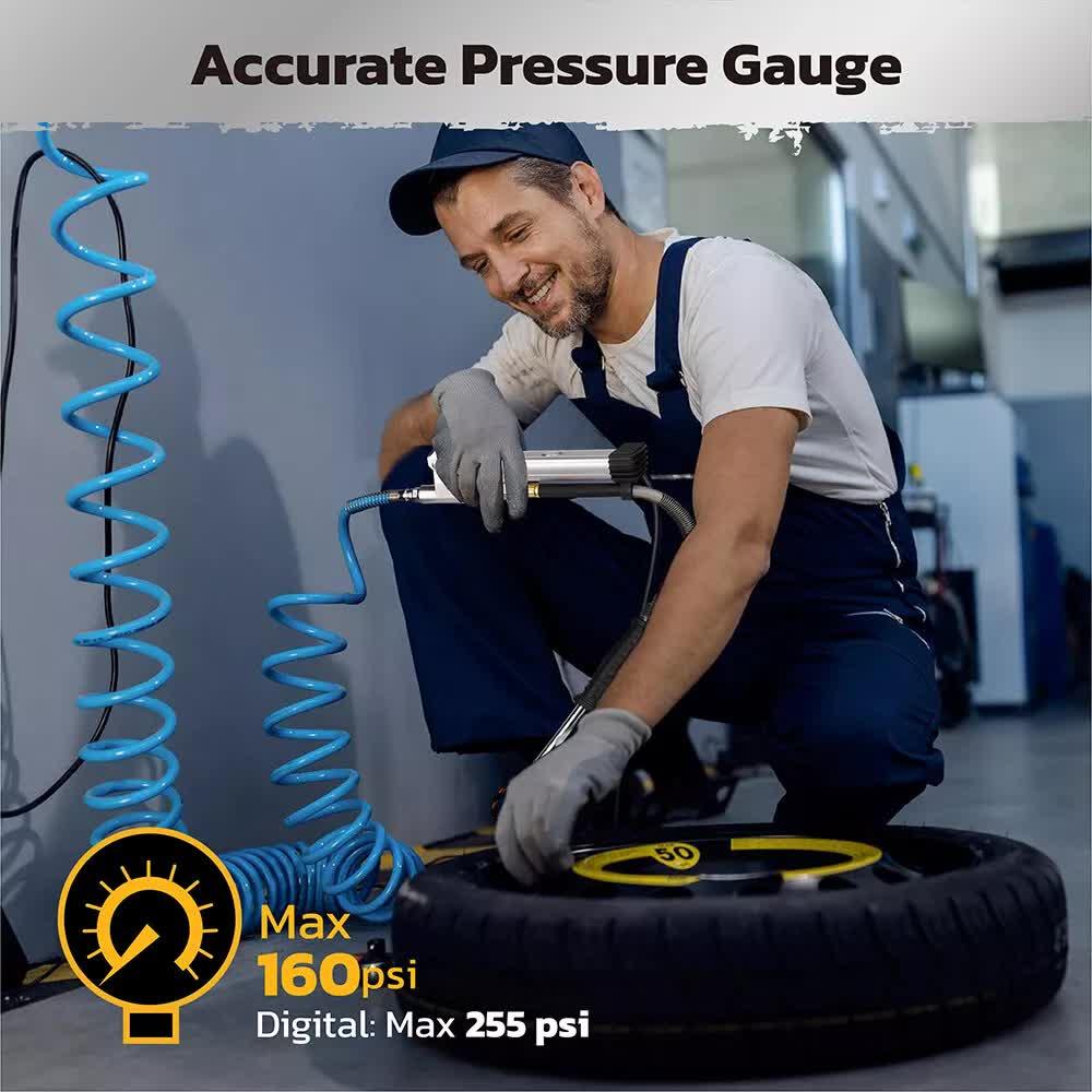 3in1 255PSI Tyre Inflator Car Motorcycle Air Tire Pressure Gauge Hose Pump Au - Mekamart Australia