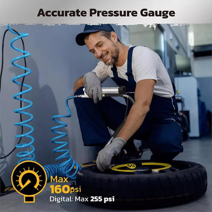 3in1 255PSI Tyre Inflator Car Motorcycle Air Tire Pressure Gauge Hose Pump Au - Mekamart Australia