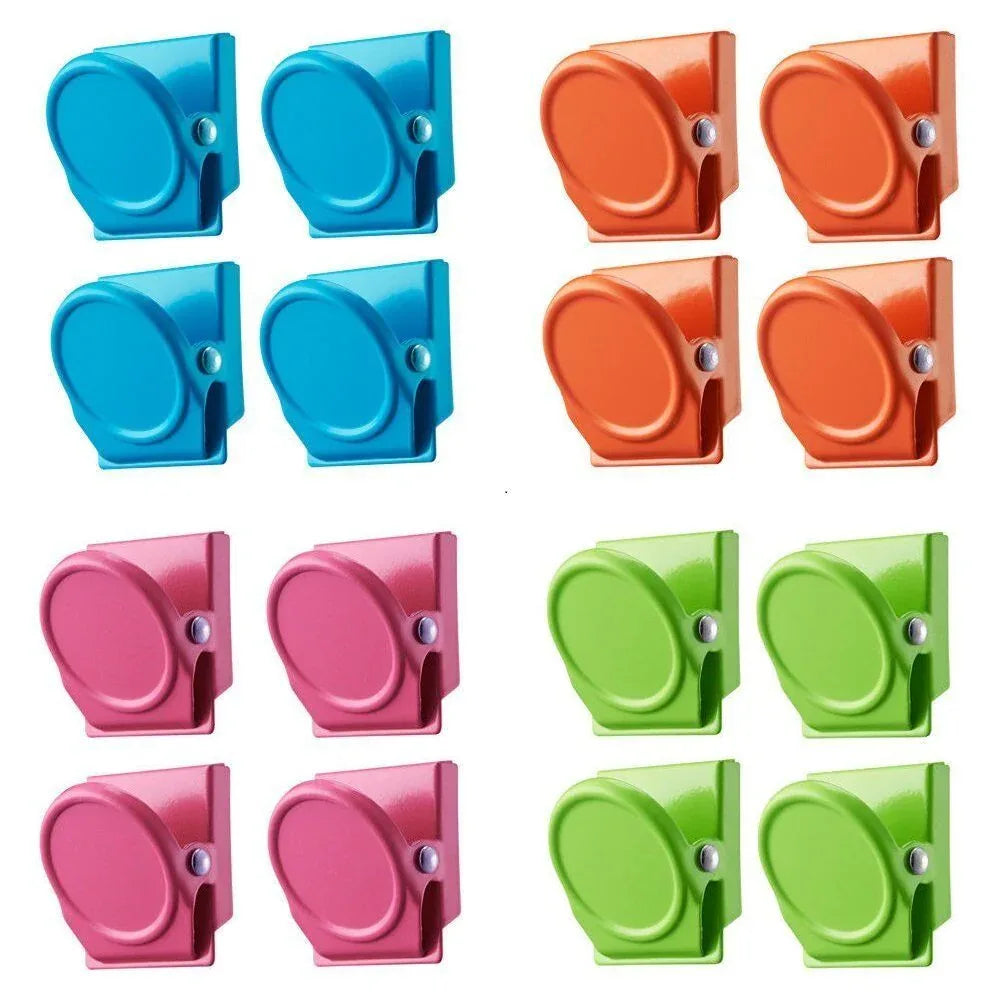 16Pc Magnetic Spring Clamps Magnet Refrigerator Clips Note Holder Fridge Tips - Mekamart Australia