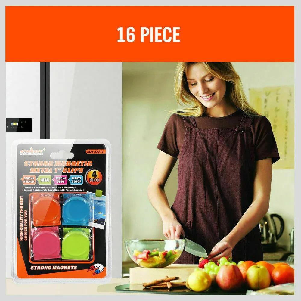 16Pc Magnetic Spring Clamps Magnet Refrigerator Clips Note Holder Fridge Tips - Mekamart Australia