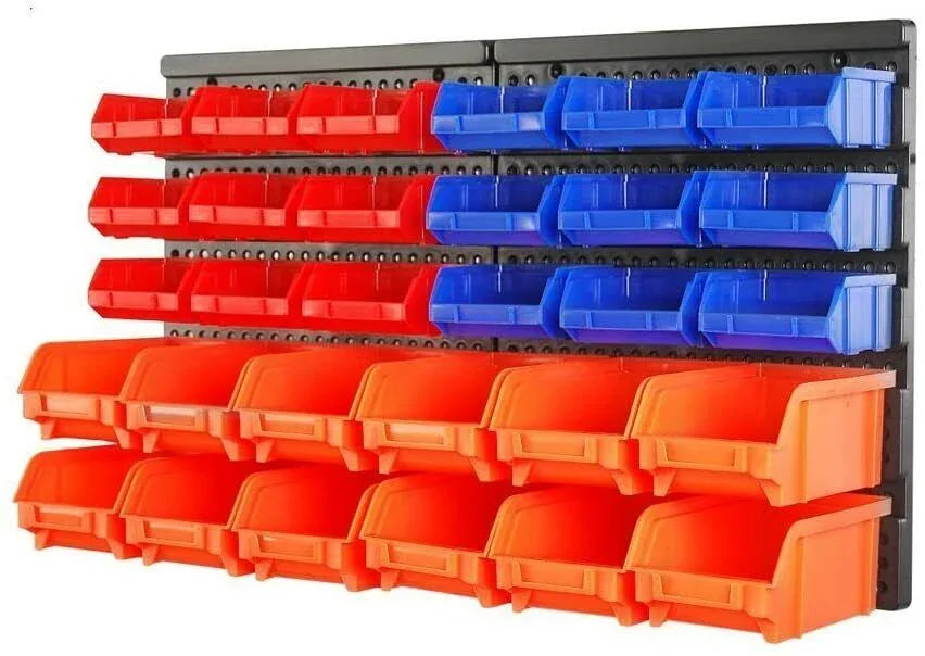 30 Bins Tool Storage Wall Mounted Organiser Parts Garage Workshop Box Heavy Duty - Mekamart Australia