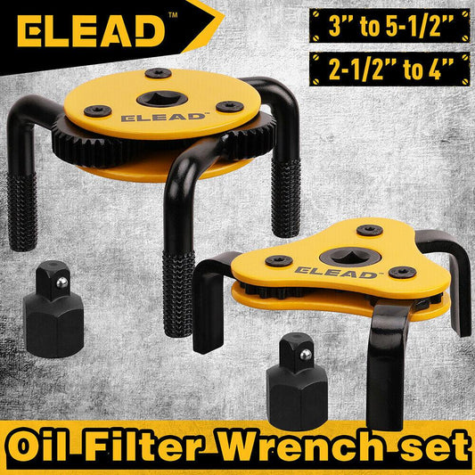 ELEAD 2Pcs Oil Filter Wrench Set Adjustable Oil Filter Change Set Engine Filters - Mekamart Australia