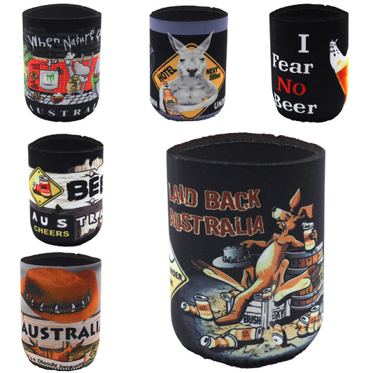 6x Australia Stubby Stubbie Holder Beer Bottle Tin Can Drink Alcohol Cooler Gift, Mixed Design (Fun) - Mekamart Australia
