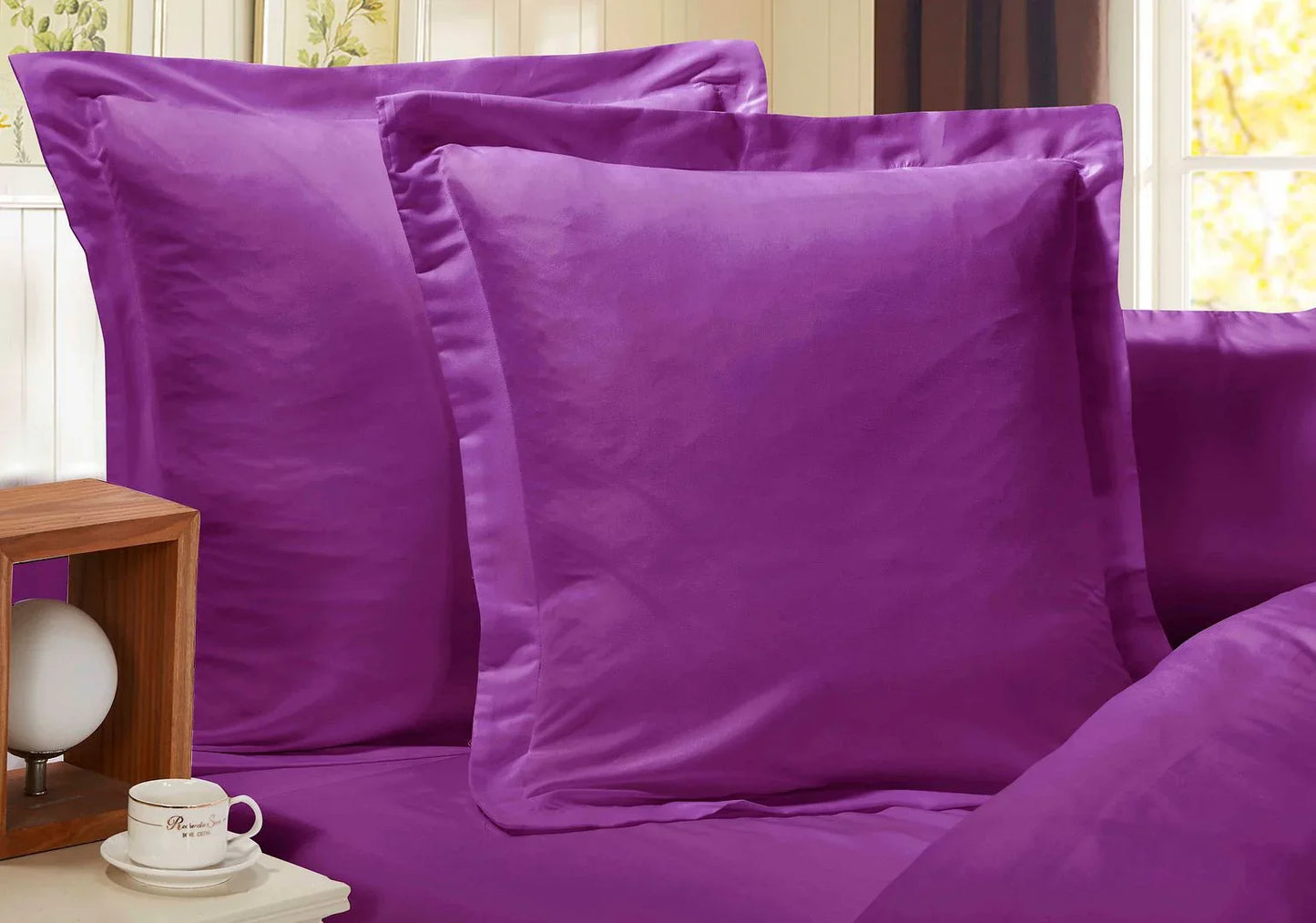 1000TC Premium Ultra Soft European Pillowcases 2-Pack Purple - Mekamart Australia