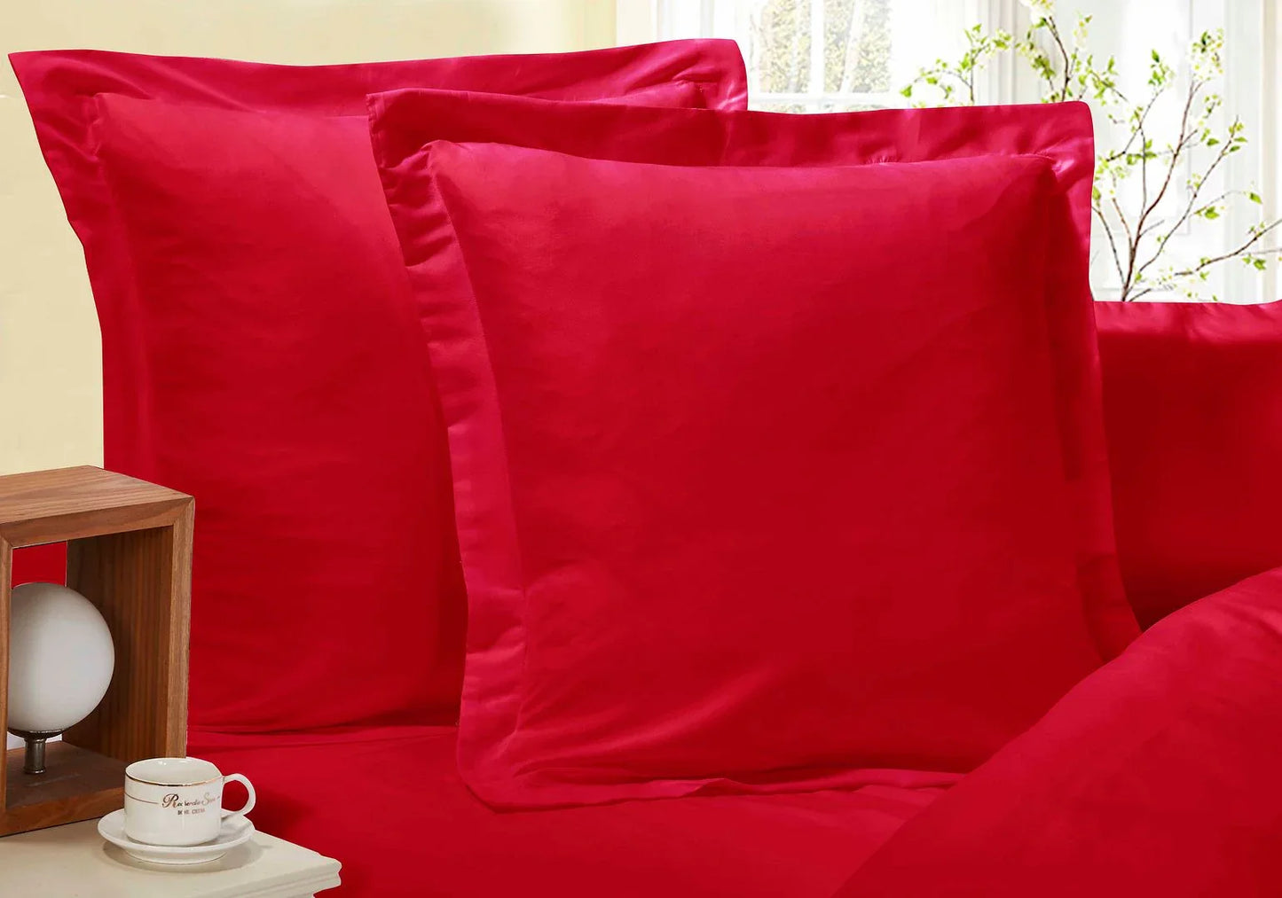 1000TC Premium Ultra Soft European Pillowcases 2-Pack Red - Mekamart Australia