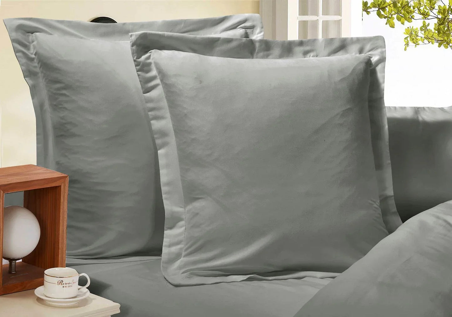1000TC Premium Ultra Soft European Pillowcases 2-Pack Grey - Mekamart Australia