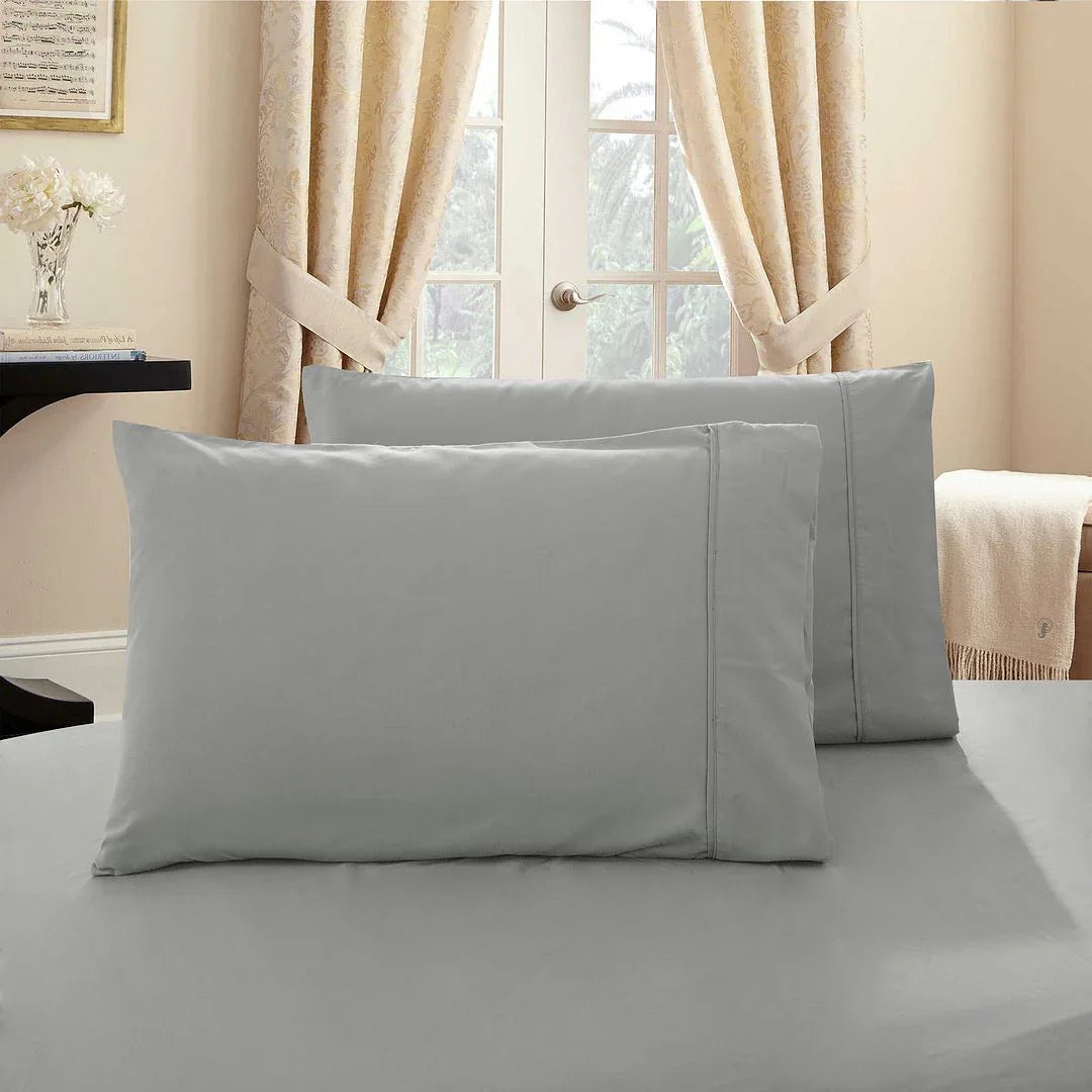 1000TC Premium Ultra Soft King size Pillowcases 2-Pack - Grey - Mekamart Australia