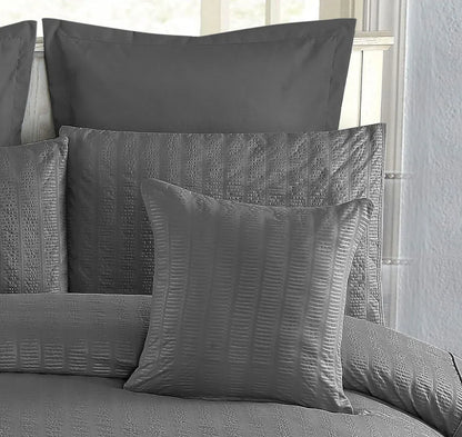 1000TC Premium Ultra Soft Seersucker Cushion Covers - 2 Pack - Charcoal - Mekamart Australia