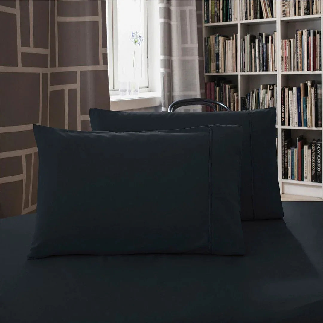 1000TC Premium Ultra Soft Queen size Pillowcases 2-Pack - Black - Mekamart Australia