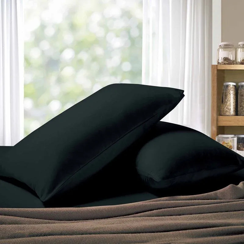 1000TC Premium Ultra Soft Queen size Pillowcases 2-Pack - Black - Mekamart Australia