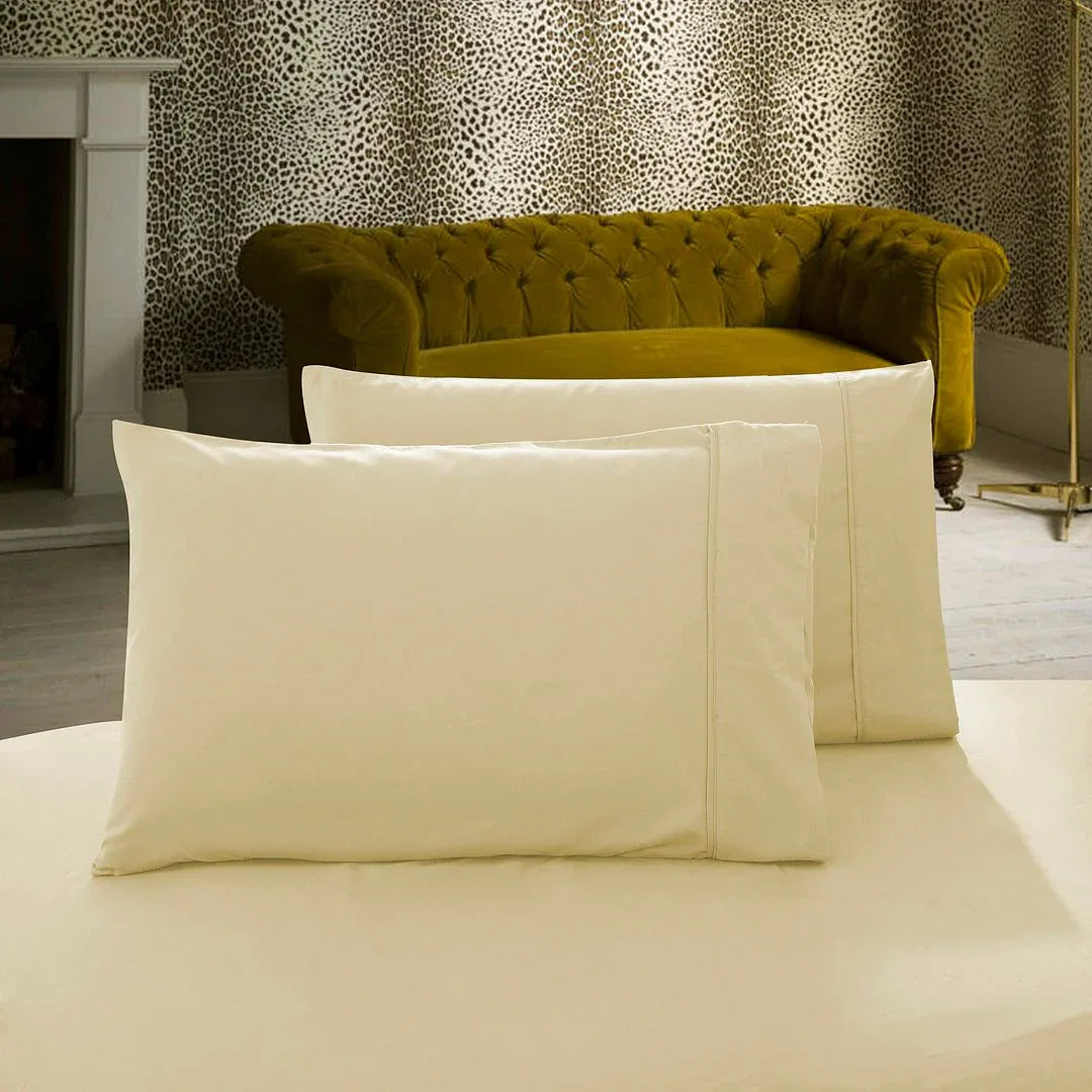 1000TC Premium Ultra Soft Queen size Pillowcases 2-Pack - Yellow Cream - Mekamart Australia