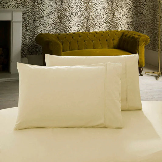 1000TC Premium Ultra Soft Queen size Pillowcases 2-Pack - Yellow Cream - Mekamart Australia