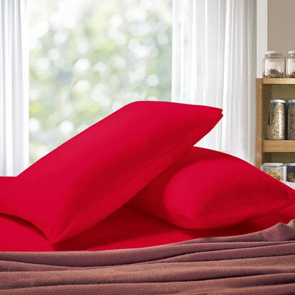 1000TC Premium Ultra Soft Standrad size Pillowcases 2-Pack - Red - Mekamart Australia