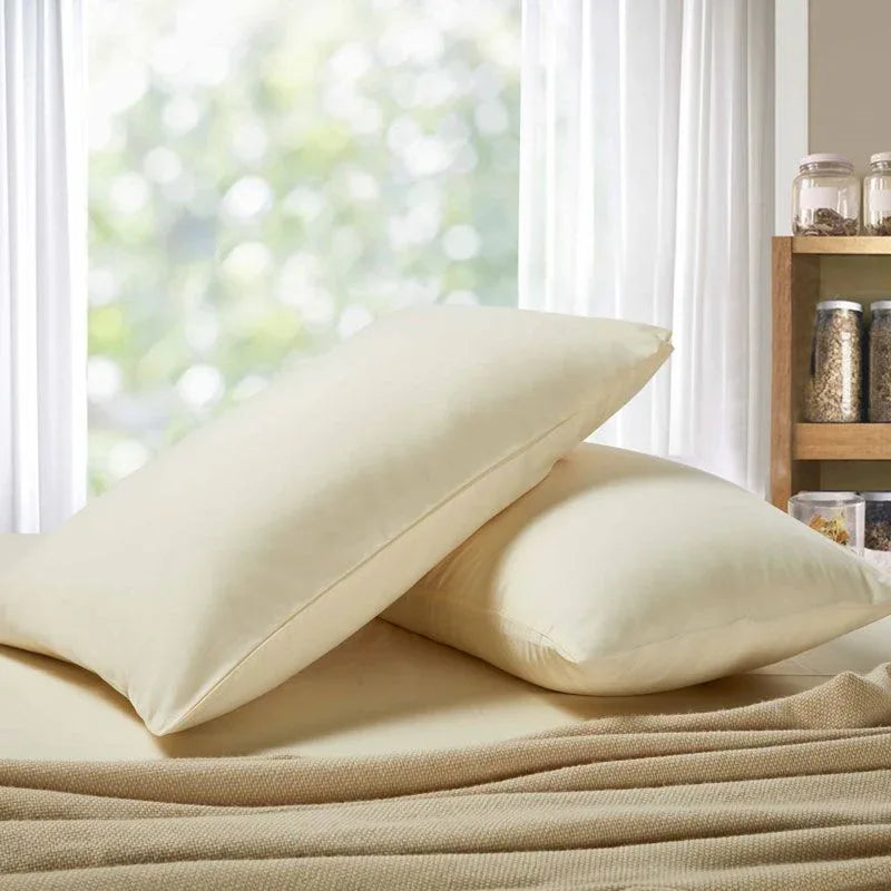 1000TC Premium Ultra Soft Standrad size Pillowcases 2-Pack - Yellow Cream - Mekamart Australia