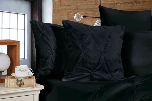 Diamond Pintuck Premium Ultra Soft Cushion Covers 2-Pack - Black - Mekamart Australia