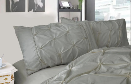Diamond Pintuck Premium Ultra Soft King size Pillowcases 2-Pack - Grey - Mekamart Australia