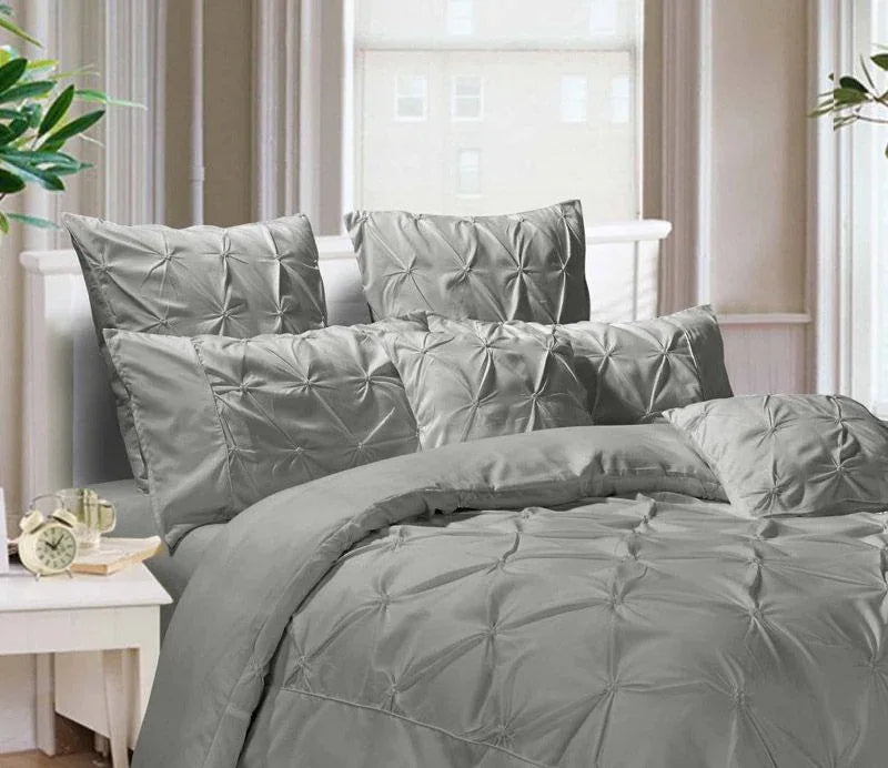Diamond Pintuck Premium Ultra Soft King size Pillowcases 2-Pack - Grey - Mekamart Australia
